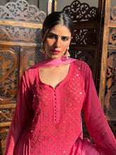 Sunrise Pink Chikankari & Mukaish Ring Work Kurta